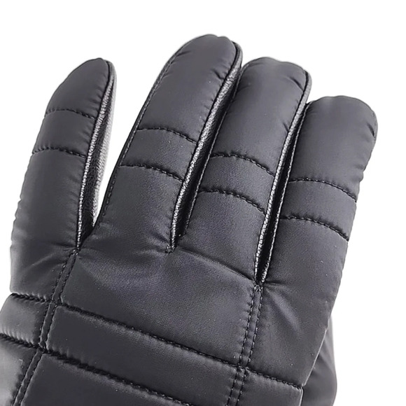 Calvin Klein Men's Black Leather Nylon Winter Insulated Gloves Touchscreen Large - Picture 3 of 9